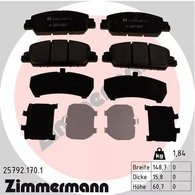 ZIMMERMANN 25792.170.1 Гальмівні колодки