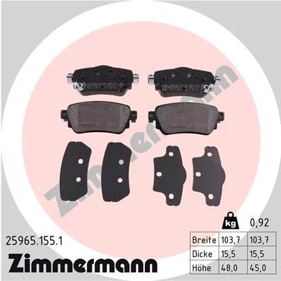 ZIMMERMANN 25965.155.1 Гальмівні колодки