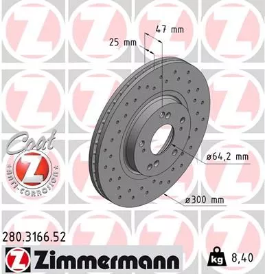 ZIMMERMANN 280.3166.52 Тормозные диски