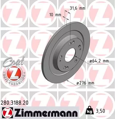 ZIMMERMANN 280.3188.20 Гальмівні диски