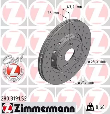 ZIMMERMANN 280.3191.52 Тормозные диски