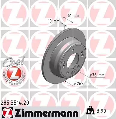 ZIMMERMANN 285.3514.20 Гальмівні диски