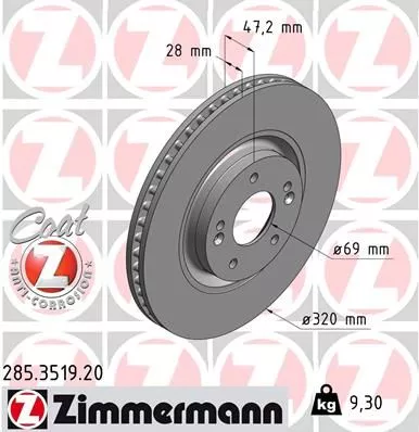 ZIMMERMANN 285.3519.20 Тормозные диски