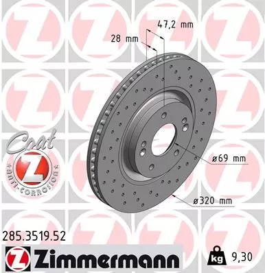 ZIMMERMANN 285.3519.52 Тормозные диски