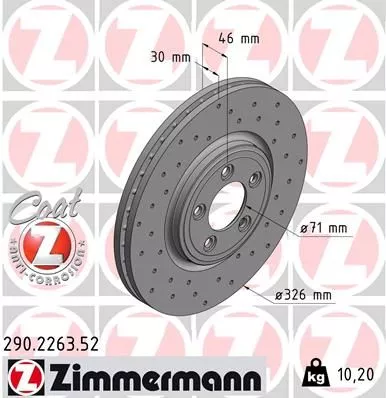ZIMMERMANN 290.2263.52 Гальмівні диски