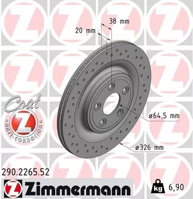 ZIMMERMANN 290.2265.52 Тормозные диски