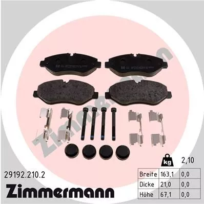 ZIMMERMANN 291922102 Гальмівні колодки