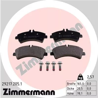 ZIMMERMANN 292172051 Тормозные колодки