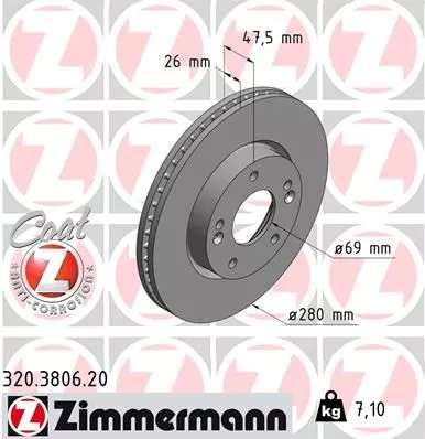 ZIMMERMANN 320.3806.20 Тормозные диски