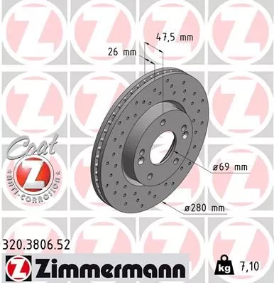 ZIMMERMANN 320.3806.52 Гальмівні диски