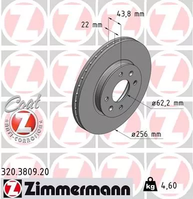 ZIMMERMANN 320.3809.20 Тормозные диски