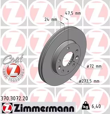 ZIMMERMANN 370.3072.20 Тормозные диски