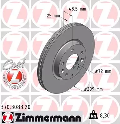 ZIMMERMANN 370.3083.20 Тормозные диски