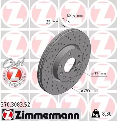 ZIMMERMANN 370.3083.52 Гальмівні диски