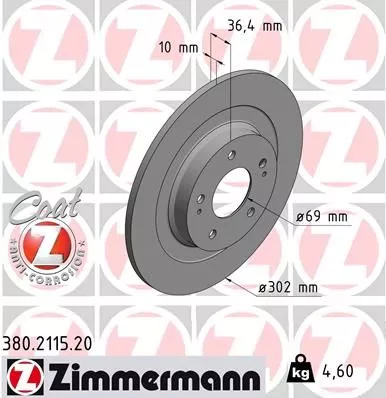 ZIMMERMANN 380.2115.20 Тормозные диски