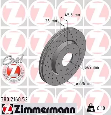 ZIMMERMANN 380.2168.52 Гальмівні диски