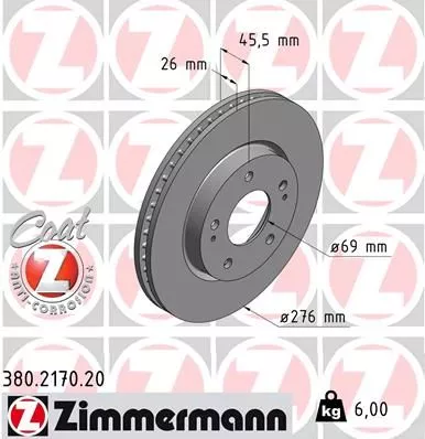 ZIMMERMANN 380.2170.20 Гальмівні диски