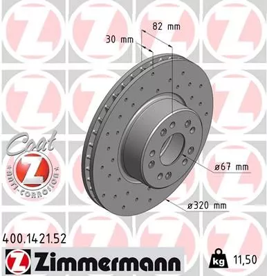 ZIMMERMANN 400.1421.52 Тормозные диски