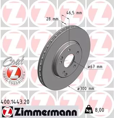 ZIMMERMANN 400144320 Гальмівні диски