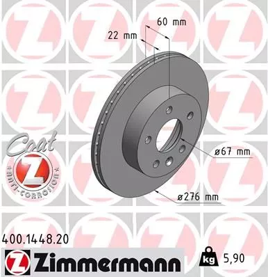 ZIMMERMANN 400144820 Гальмівні диски
