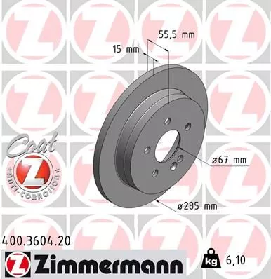 ZIMMERMANN 400.3604.20 Тормозные диски