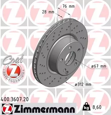 ZIMMERMANN 400.3607.20 Тормозные диски