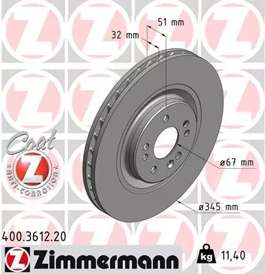 ZIMMERMANN 400.3612.20 Тормозные диски