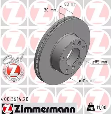 ZIMMERMANN 400.3614.20 Тормозные диски