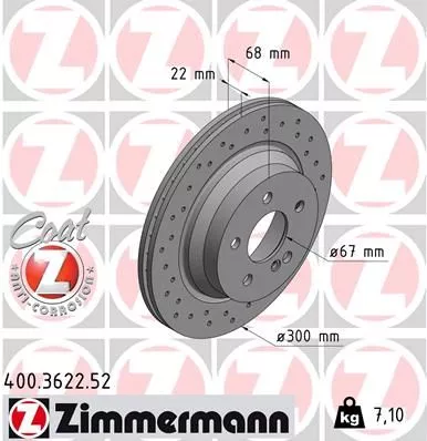 ZIMMERMANN 400.3622.52 Тормозные диски