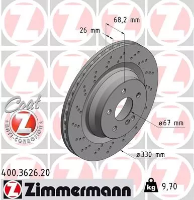 ZIMMERMANN 400.3626.20 Гальмівні диски