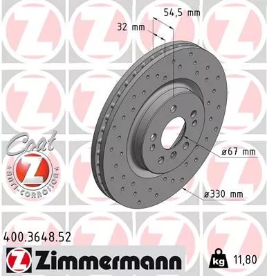 ZIMMERMANN 400.3648.52 Гальмівні диски