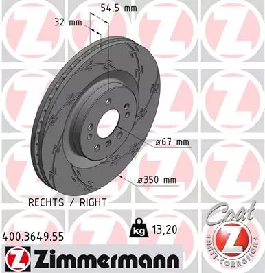 ZIMMERMANN 400.3649.55 Гальмівні диски