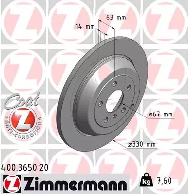 ZIMMERMANN 400.3650.20 Тормозные диски