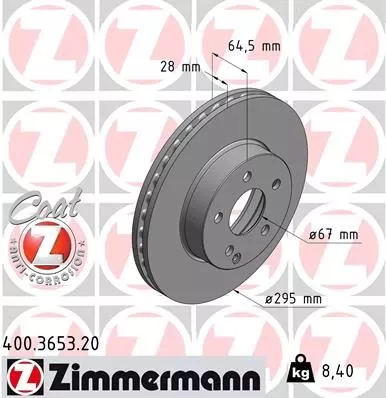 ZIMMERMANN 400365320 Тормозные диски