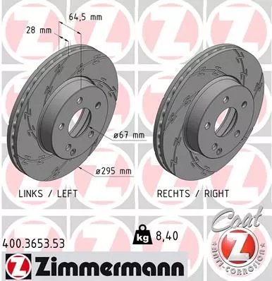 ZIMMERMANN 400.3653.53 Тормозные диски