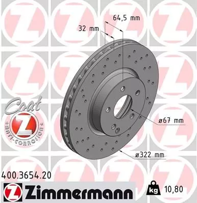 ZIMMERMANN 400.3654.20 Тормозные диски