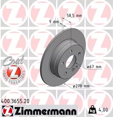 ZIMMERMANN 400365520 Тормозные диски