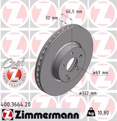 ZIMMERMANN 400366420 Тормозные диски