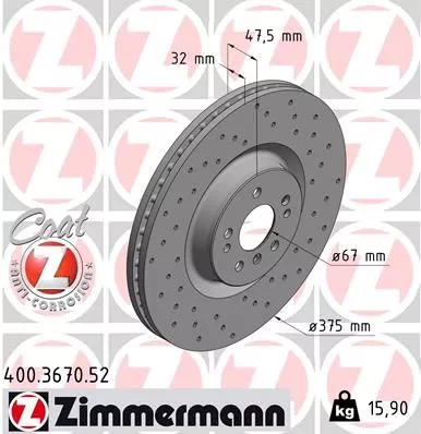 ZIMMERMANN 400.3670.52 Гальмівні диски