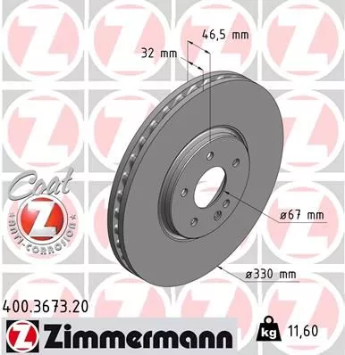 ZIMMERMANN 400.3673.20 Гальмівні диски