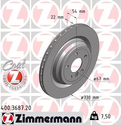 ZIMMERMANN 400.3687.20 Гальмівні диски