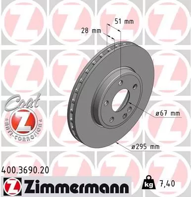 ZIMMERMANN 400.3690.20 Тормозные диски