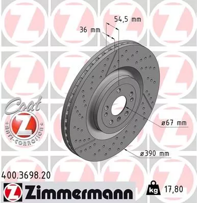 ZIMMERMANN 400.3698.20 Гальмівні диски