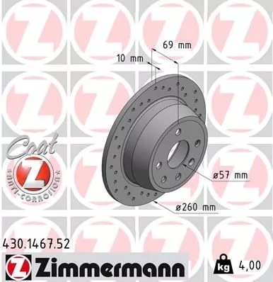 ZIMMERMANN 430.1467.52 Тормозные диски