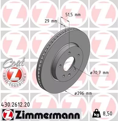 ZIMMERMANN 430.2612.20 Гальмівні диски