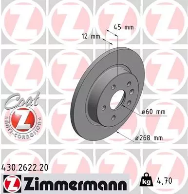 ZIMMERMANN 430.2622.20 Тормозные диски