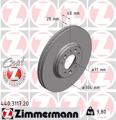 ZIMMERMANN 440.3117.20 Гальмівні диски