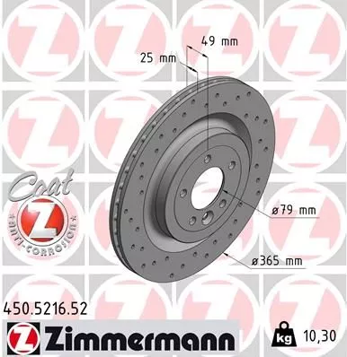 ZIMMERMANN 450.5216.52 Гальмівні диски