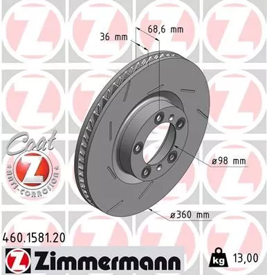 ZIMMERMANN 460.1581.20 Тормозные диски