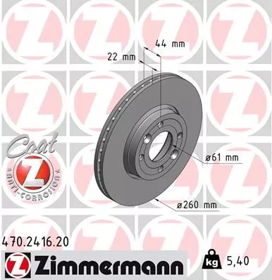 ZIMMERMANN 470241620 Гальмівні диски